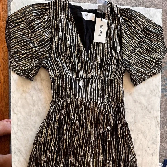 ba&sh gold dress BA&SH Ginger Silk-Blend Dress – Runway Catalog main image 1